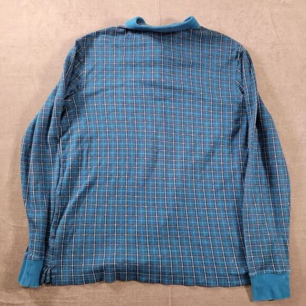 Lands End Traditional Fit 1/4 Zip Long Sleeve Mens Plaid Pullover Size L/T 42-44